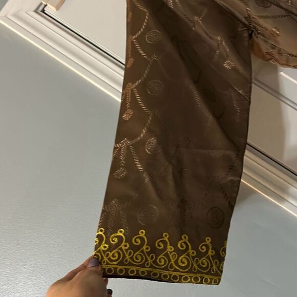 Women's Kirat Brown/ Green Special Occasion Dress, Coat, and Headpiece. - Picture 2 of 16